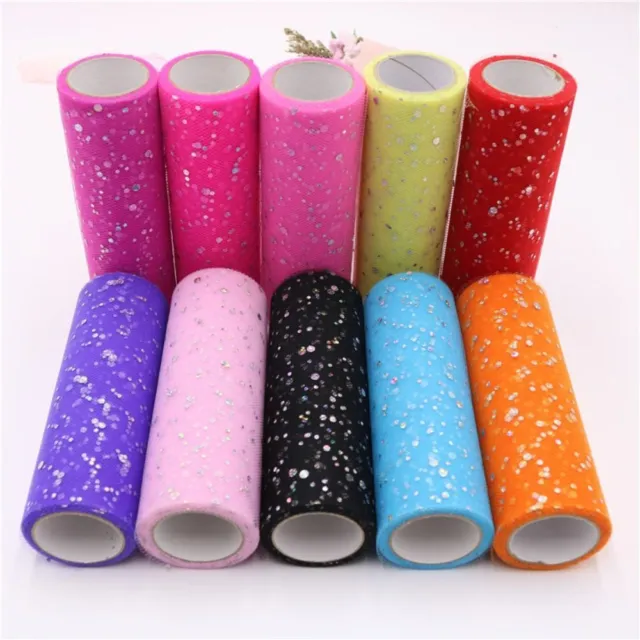 Glitter Sequin Tulle Roll 10 Yards 15cm Tulle Fabric Organza Laser Gauze