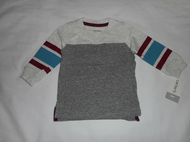 Carters Baby Infant Boy Striped Jersey Long Sleeve Shirt - Size 6 Months - New