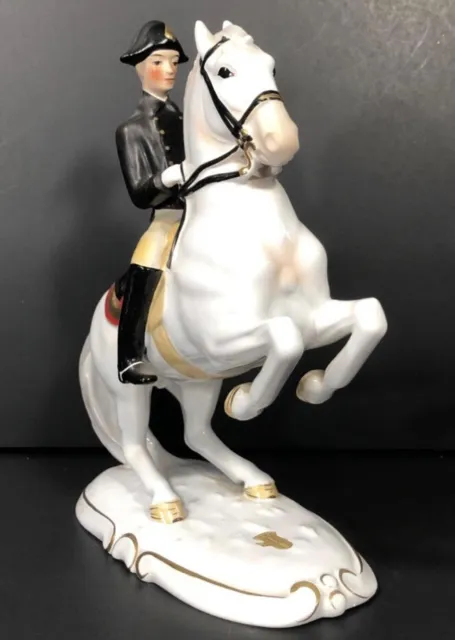 Stunning Austrian Keramos  Wien Lippizaner Figurine Rearing Horse & Rider