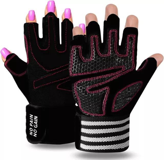 Weight Lifting Gloves for Women Gym Workout Wrist Support Padded Half Finger