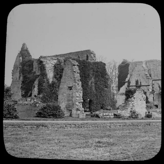 Magic Lantern Slide JERVAULX ABBEY C1890 PHOTO RIPON YORKSHIRE JV