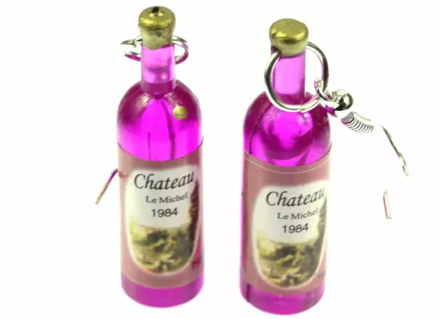 Flaschen Ohrringe Weinflasche CHATEAU Miniblings Ohrhänger Mini Fläschchen pink