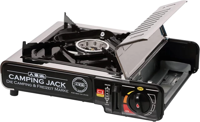 Gazinière De Camping Phoenix PC-20 Inox + BBQ Grill + 8 Cartouches De Gaz