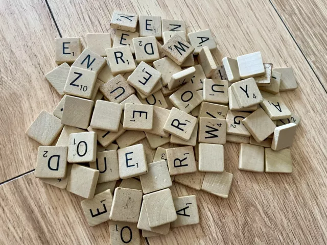 Vintage Wooden Scrabble Tiles, Spares, Craft Letters X98