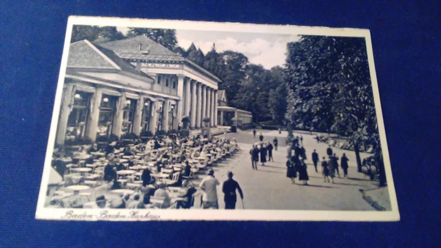 Schöne uralte AK Baden-Baden Kurhaus Kurpark Terrassen gelaufen 1941 Linkenheim