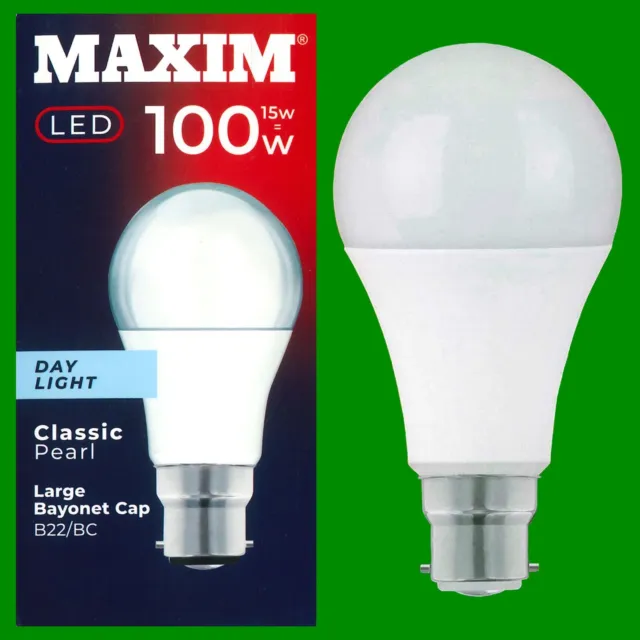 2x 15W (=100W) GLS BC B22 A60 LED Glühbirne 6500K Tageslicht Weiß Lampe