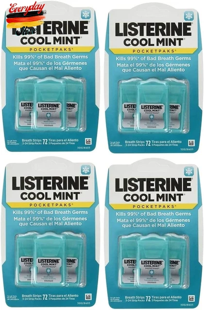 Paquetes de bolsillo Listerine, como nuevos, 24 tiras (paquete de 12) de Listerine