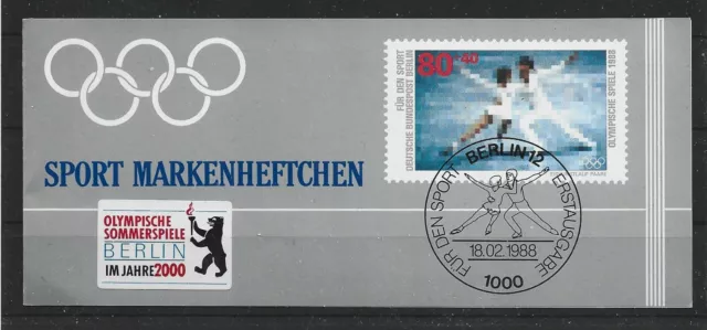 s528 BERLIN Sportmarkenheft 6x MiNr 802 o im SMH 10 Philex Nr 10