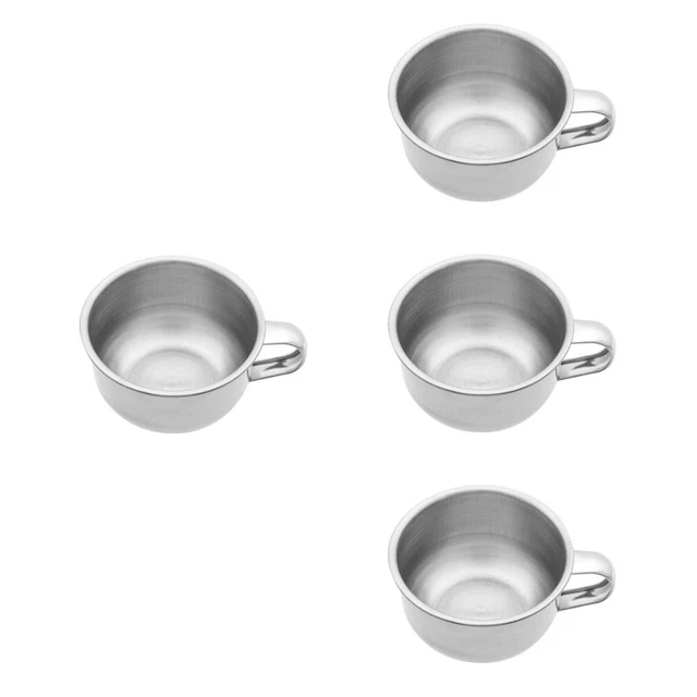 4 pezzi ciotola da barba acciaio inox sapone tazza da barbiere uomo argento