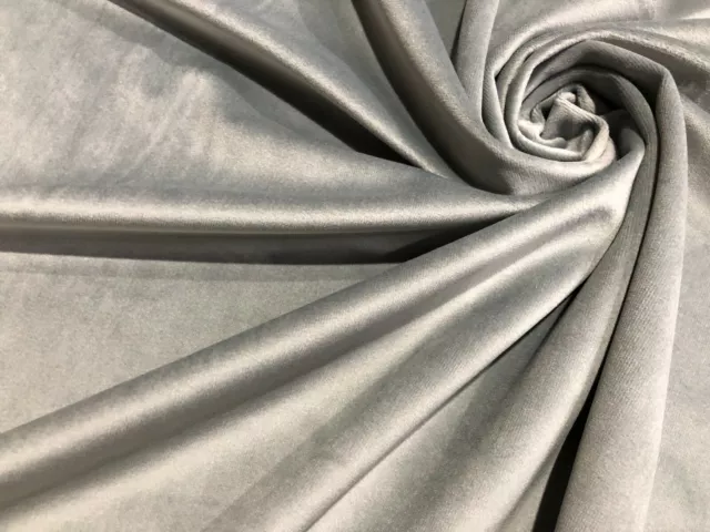 Lux Terciopelo Decoración Tela Fuerte Tapicería Material 150cm Ancho Gris Plata