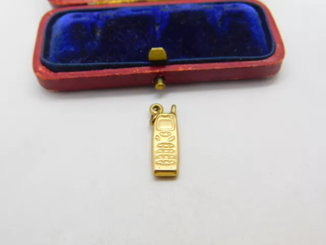 9ct Yellow Gold Mobile Telephone Cell Phone Charm or Pendant Vintage c1970