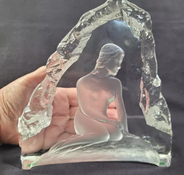 NYBRO Sweden Copenhagen Mermaid Hand Made Crystal Block Vintage Large 7" high