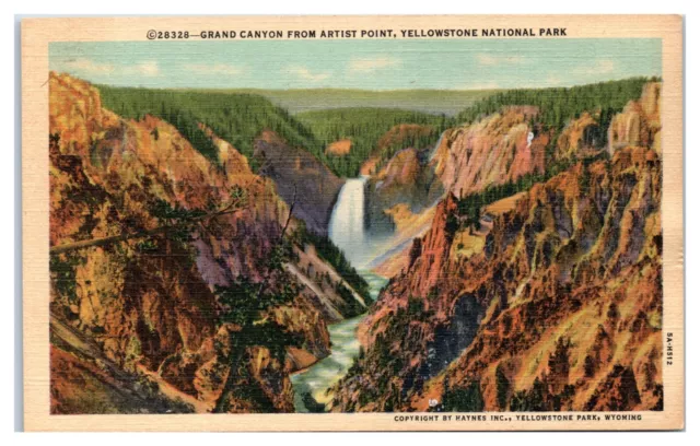 Postcard - Grand Canyon from Artist Point Yellowstone National Park Wyoming