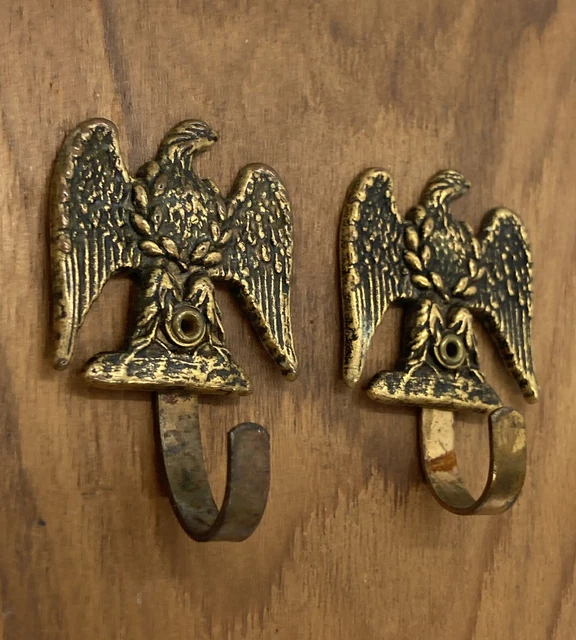 Vintage Brass Eagle Hook Wingspan Small Size Mixed Metal Lot Of 2 / 1-3/4”x1-1/8