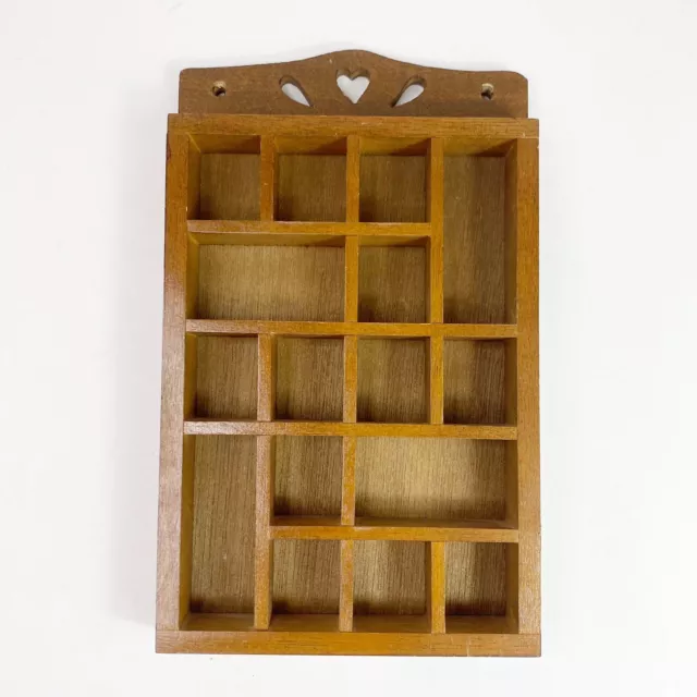 Vintage Wood Thimble Display Case Hanging Wood Shadow Box Shelf Trinkets Holder
