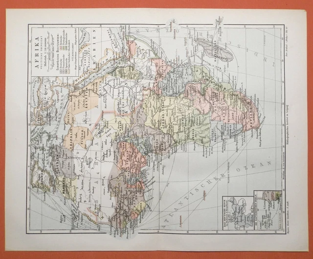 POLITISCHE ÜBERSICHT AFRIKA KOLONIEN DOA Kamerun Historische Landkarte 1899