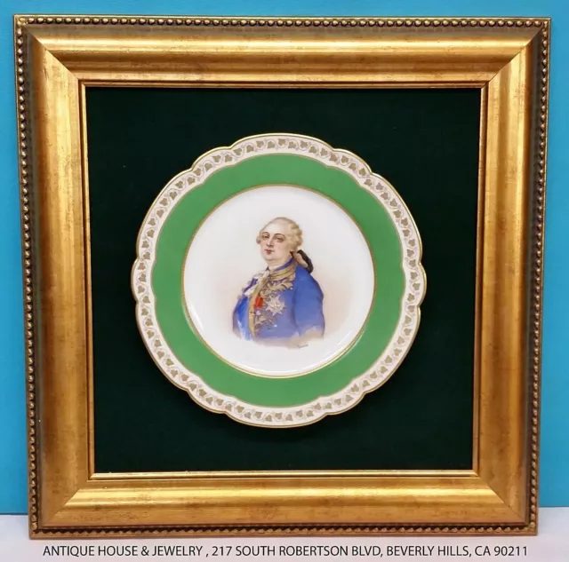 19th Century, 1846 French Porcelain Plate Depicting Louis XVI with Frame signed