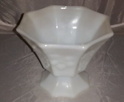 Milk Glass Pressed Grape Design Vase