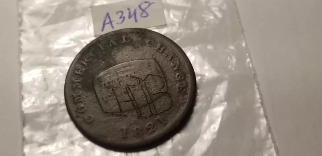 Extremely Rare 1821 Upper Canada Halfpenny Token Commercial Change.