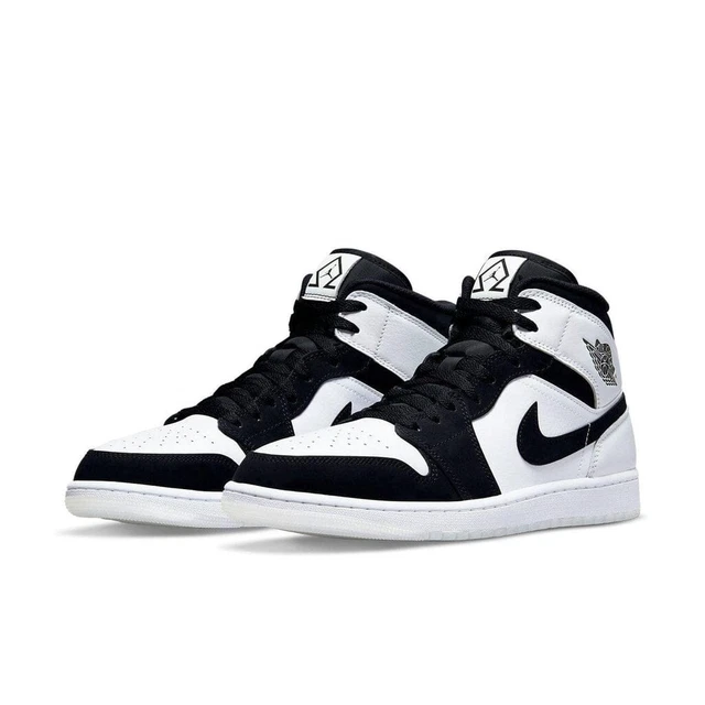 nike air jordan 1 mid diamond white black