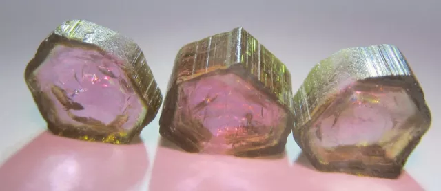 4.65 carats 3 x Natural Congo Tourmaline Crystals - Facet Rough