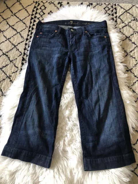 7 For All Mankind DOJO Cropped Crop Jean Size 28 Dark Wash Stretch. D9