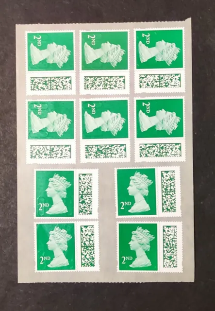 100 x 2ND SECOND CLASS, UNFRANKED GENUINE BARCODED STAMPS, PEEL AND STICK.