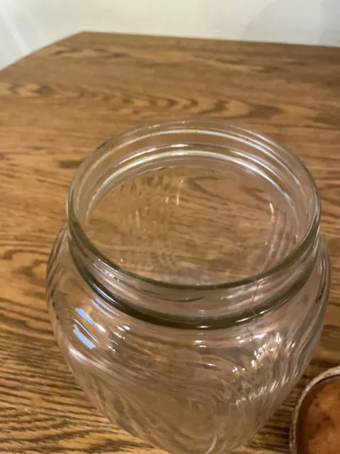 Vintage HAZEL ATLAS Ribbed Corners Clear Glass Hoosier Cabinet Jar w/Rusty Lid 3