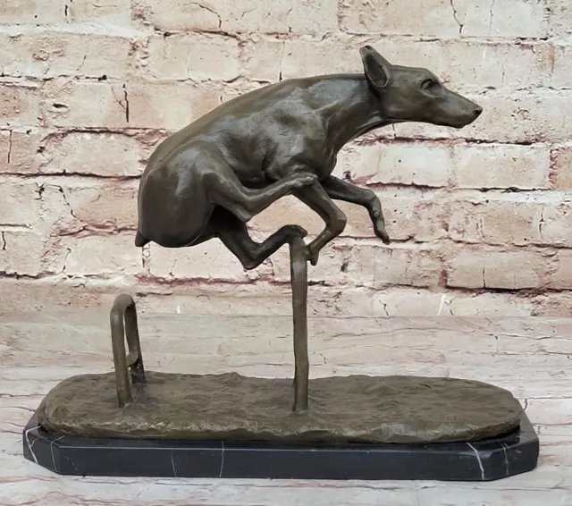 Doberman Jumping with natural ears HotCast Bronze Signed Miguel Lopez Sculpture 3