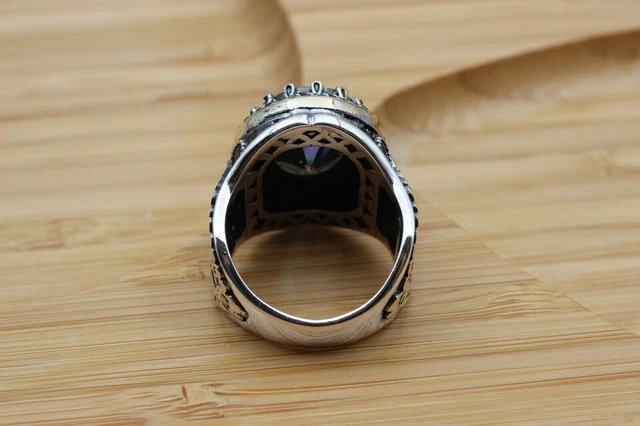 Bague pour homme en topaze mystique faite à la main en argent 925k avec... 5