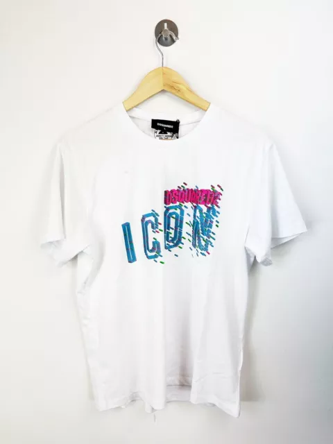 New *GENUINE* DSQUARED2 Icon Print White T-Shirt Size L *Slight Seconds* £220