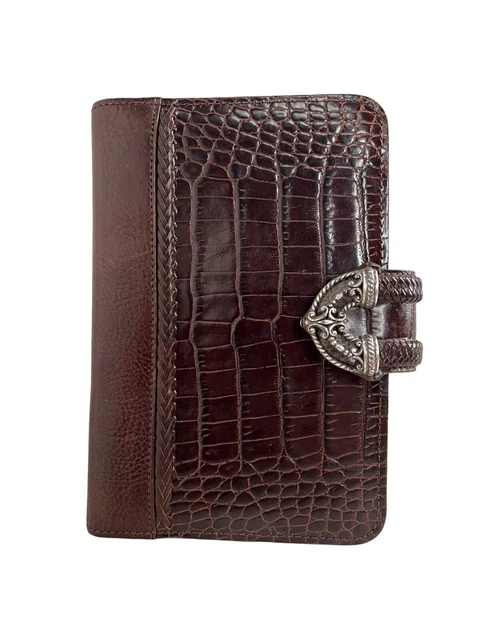 Brighton Croc Embossed Brown Leather Travel Wallet Passport Holder Case