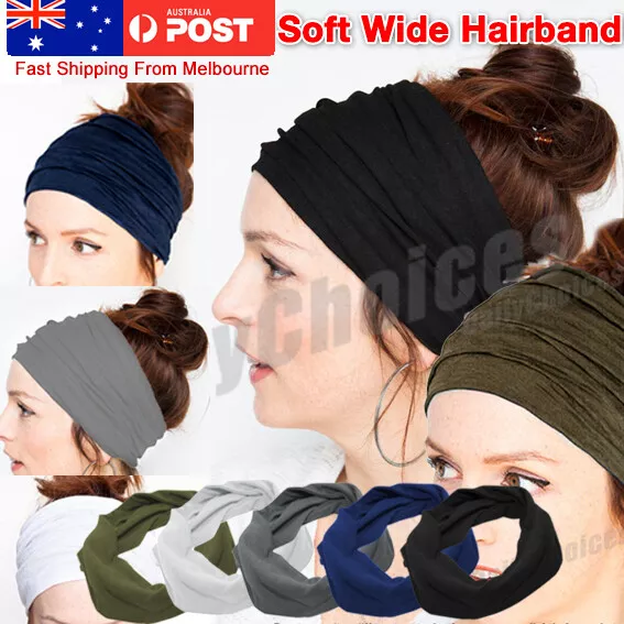 AU Running Soft Wide Hairband Yoga Elastic Stretch Headband Turban Head Wrap