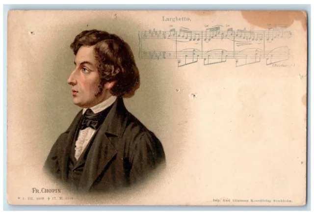 c1905 Fr. Chopin Larghetto Composer Music Note Unposted Antique Postcard