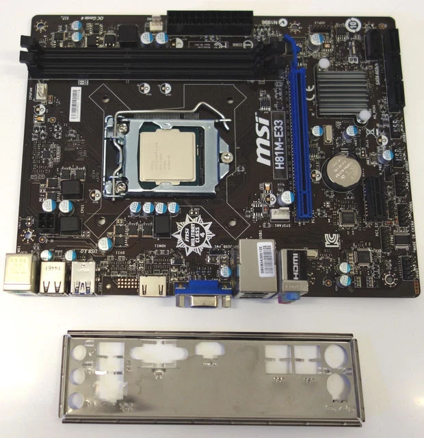 MSI MS7817 1150 h81me33 v1.2 motherboard with backplate and CPU i3