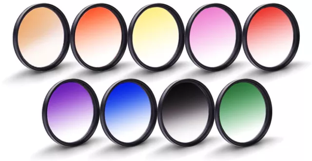 Opteka 58mm 9-Piece HD Multicoated Graduated Color Filter Kit Set