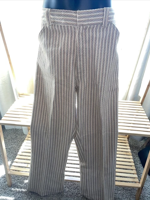 1960’s / 1970s Denim Linen Pants Flare Bell bottom Hippie Boho Pastel 38x28