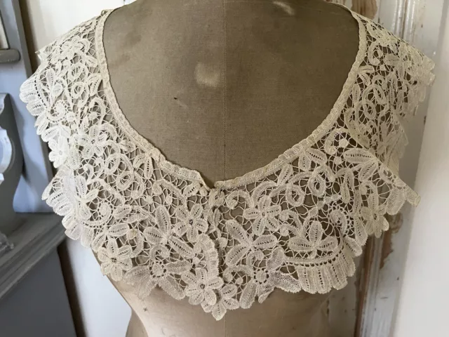 19thc Antique Victorian Brussels Duchesse Lace Collar