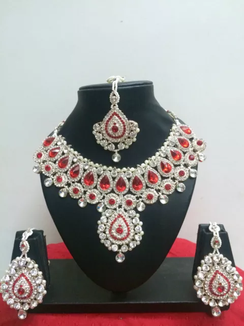 New Indian Bollywood Bridal Fashion Necklace Earrings Costume Jewellery Set