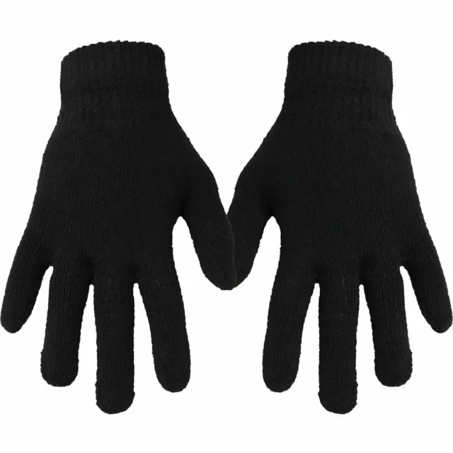 3x Pairs Mens Ladies Black Magic Warm Stretch Winter Thermal Gloves Full Finger