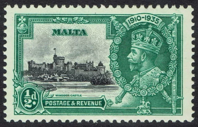 Malta 1935 Kgv Silver Jubilee ½D Short Extra Flagstaff Variety