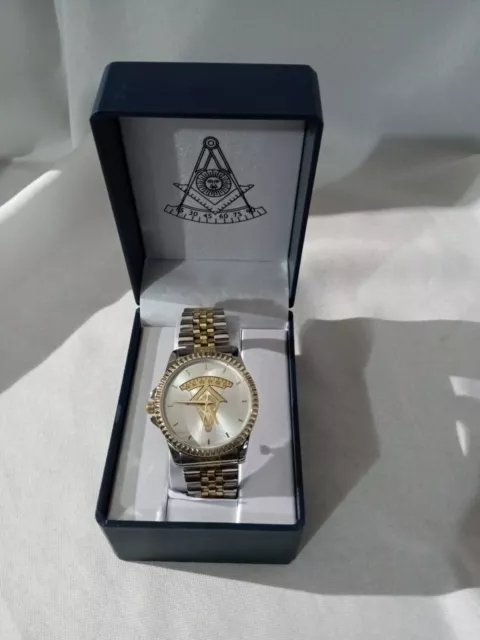Masonic Mason Watch Wristwatch gold Tone Freemason Shriner Men Watch  (36)