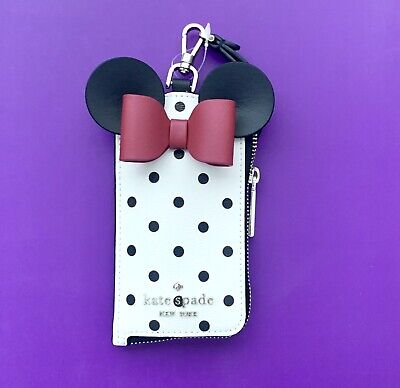 Kate Spade x Disney Minnie Mouse Lanyard Card Holder - Polka Dot Red Bow NWT