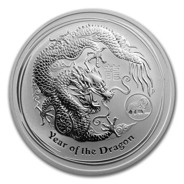 2012 1 oz $1 Australian Silver 999 Lunar Year of the Dragon Privy Lion Mark