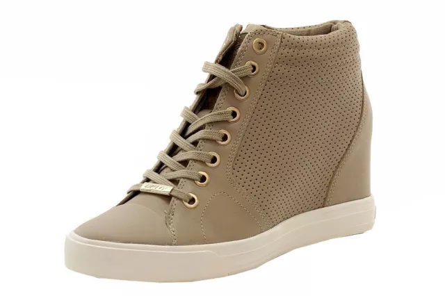 Donna Karan DKNY Women's Cindy Fashion Perforated Taupe Wedge Sneakers Shoes