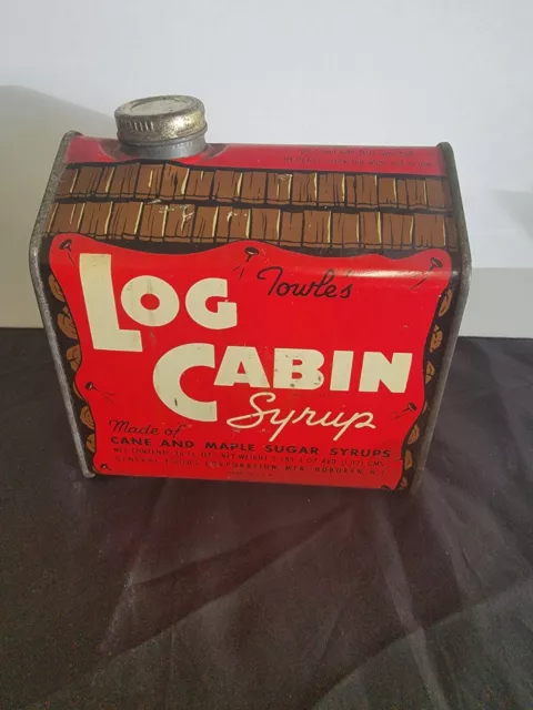 Vtg Towle's Log Cabin Syrup Red Tin General Foods Advertising New York NY USA