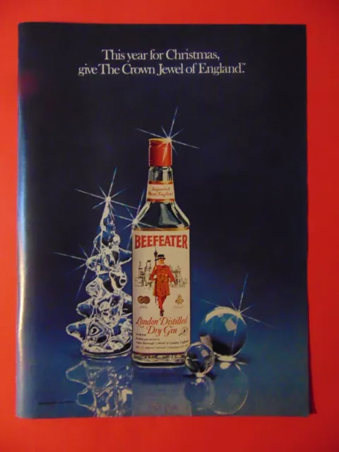 1981 BEEFEATER DRY GIN CROWN JEWEL OF ENGLAND for Christmas vintage print ad