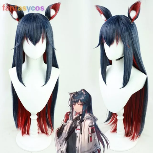 Arknights Texas Cosplay Wig Long Hair Wigs Harajuku hairpiece With Ears