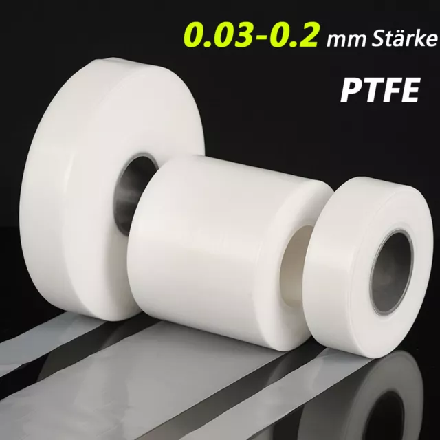 0.03-0.2 mm Stärke PTFE-Film Platten Kunststoff Sheet 50, 100mm breit Weiß Folie