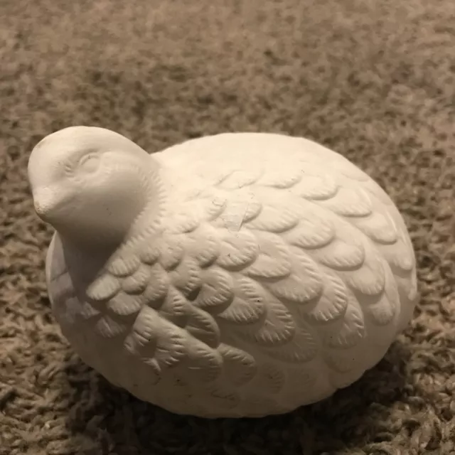 Vintage Ceramic Quail Partridge Bird Figurine white unglazed